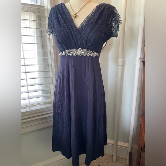 Seraphine Luxe Navy Blue Embellished Maternity Cocktail Dress - Picture 3 of 5